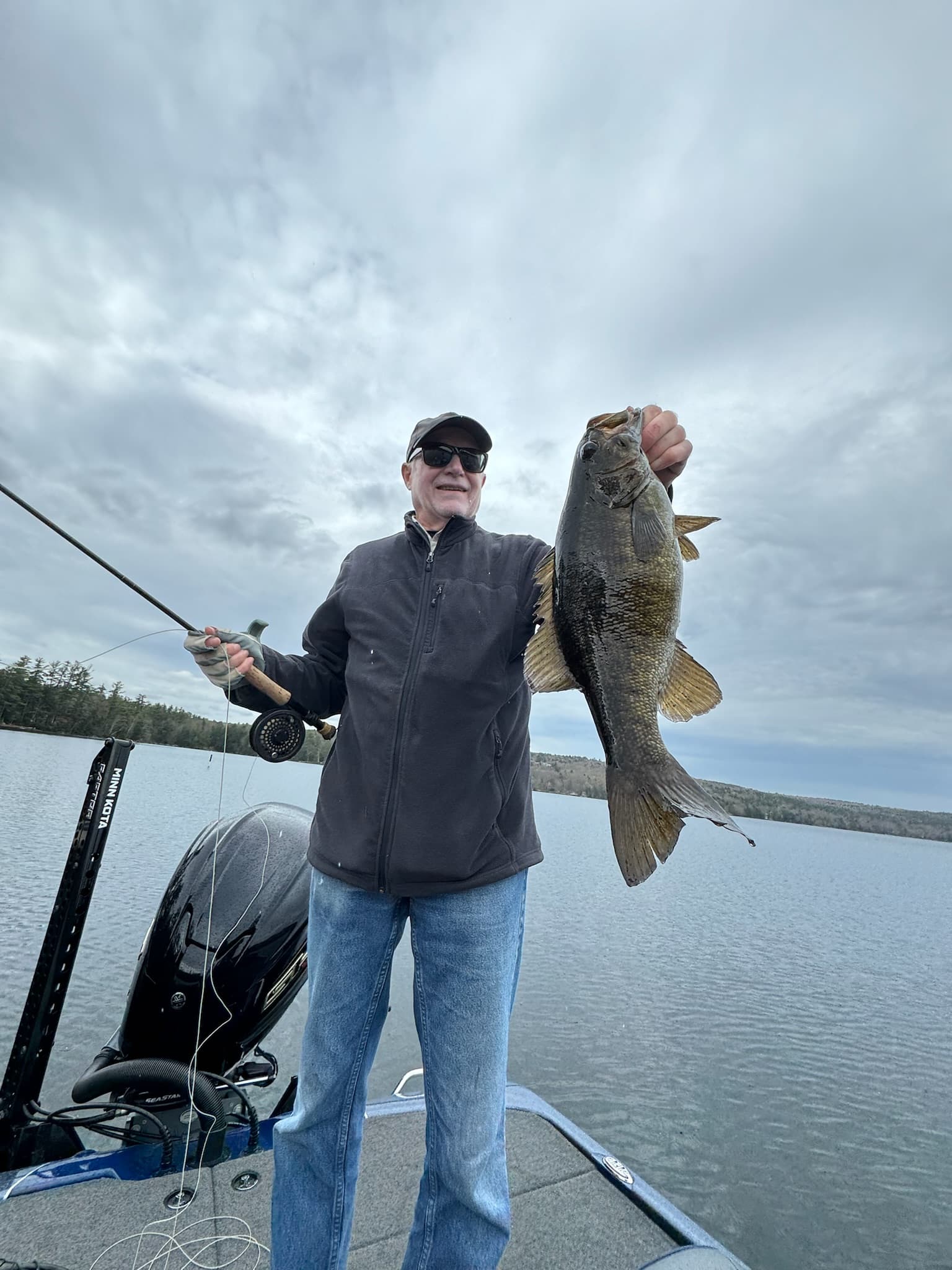 Northern pike caught with streamer fly in weedy habitat